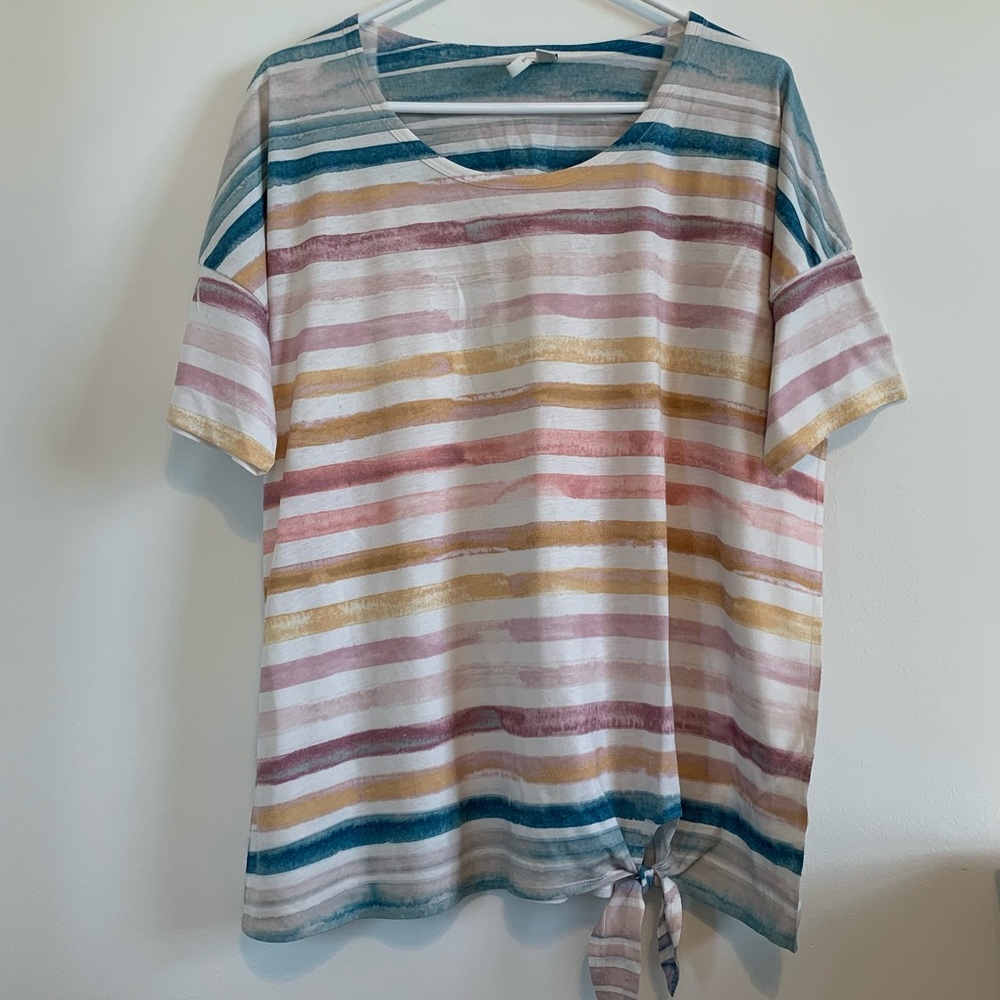 EST. 1946 Multicolored Striped Shirt with Tie in Front, Size Xlarge